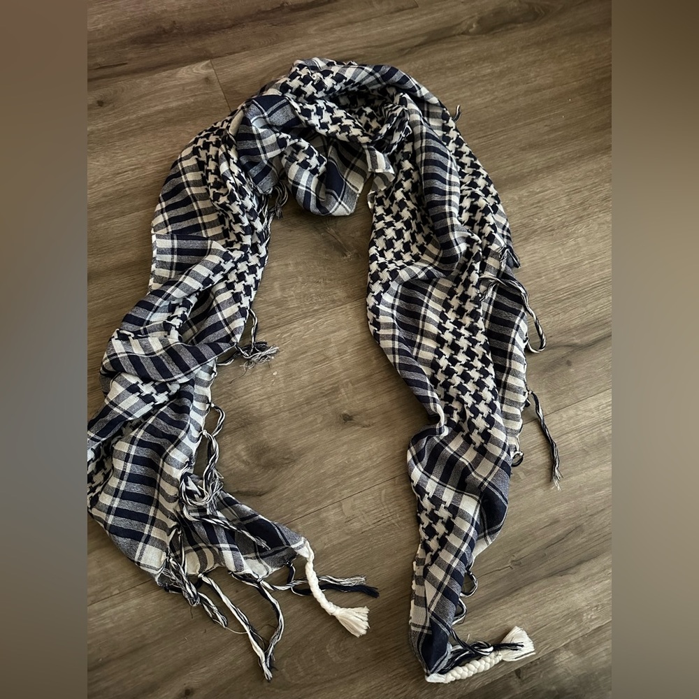 Dark blue plaid scarf